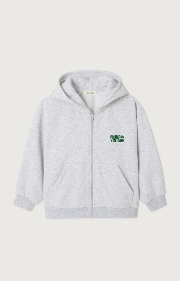 American Vintage Kids Sweater Baptown met Kap Lm Gris Chine
