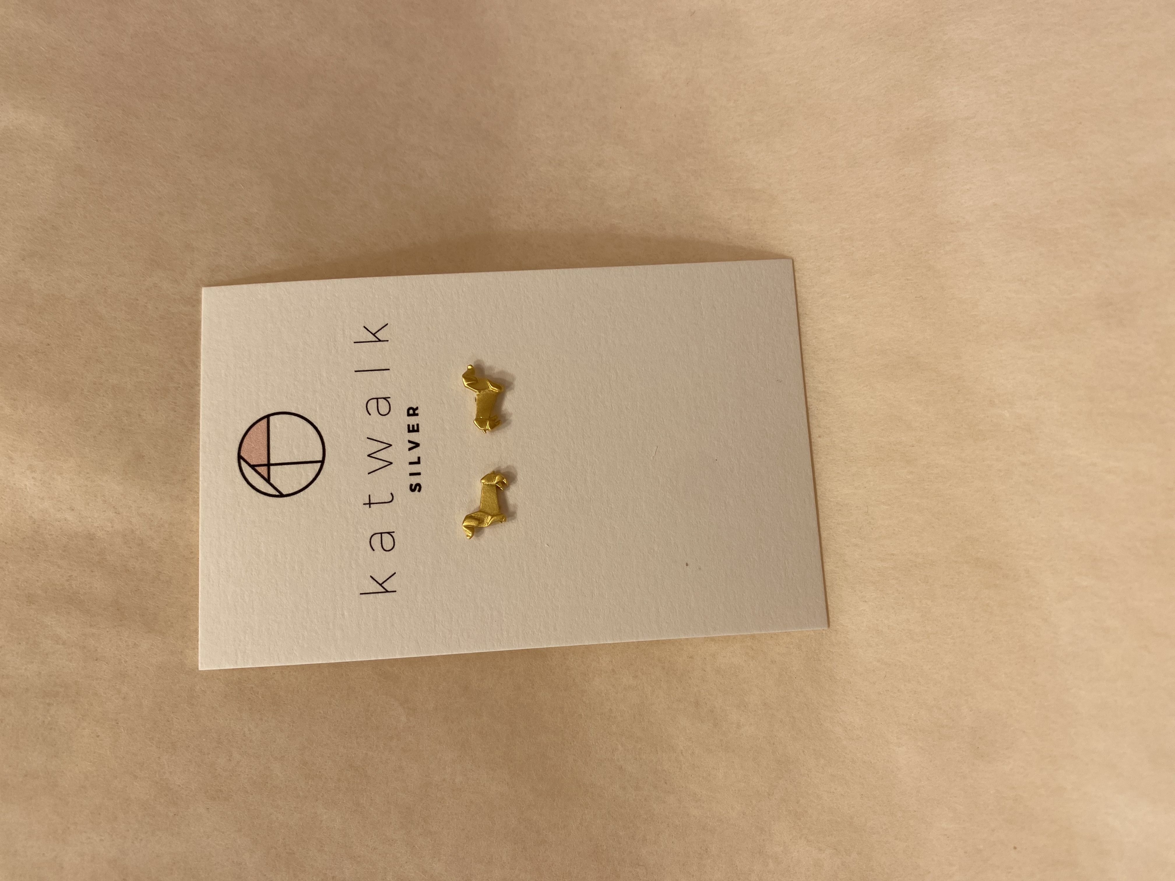 Katwalk Oorbel Stud Origami Teckel Goldplated