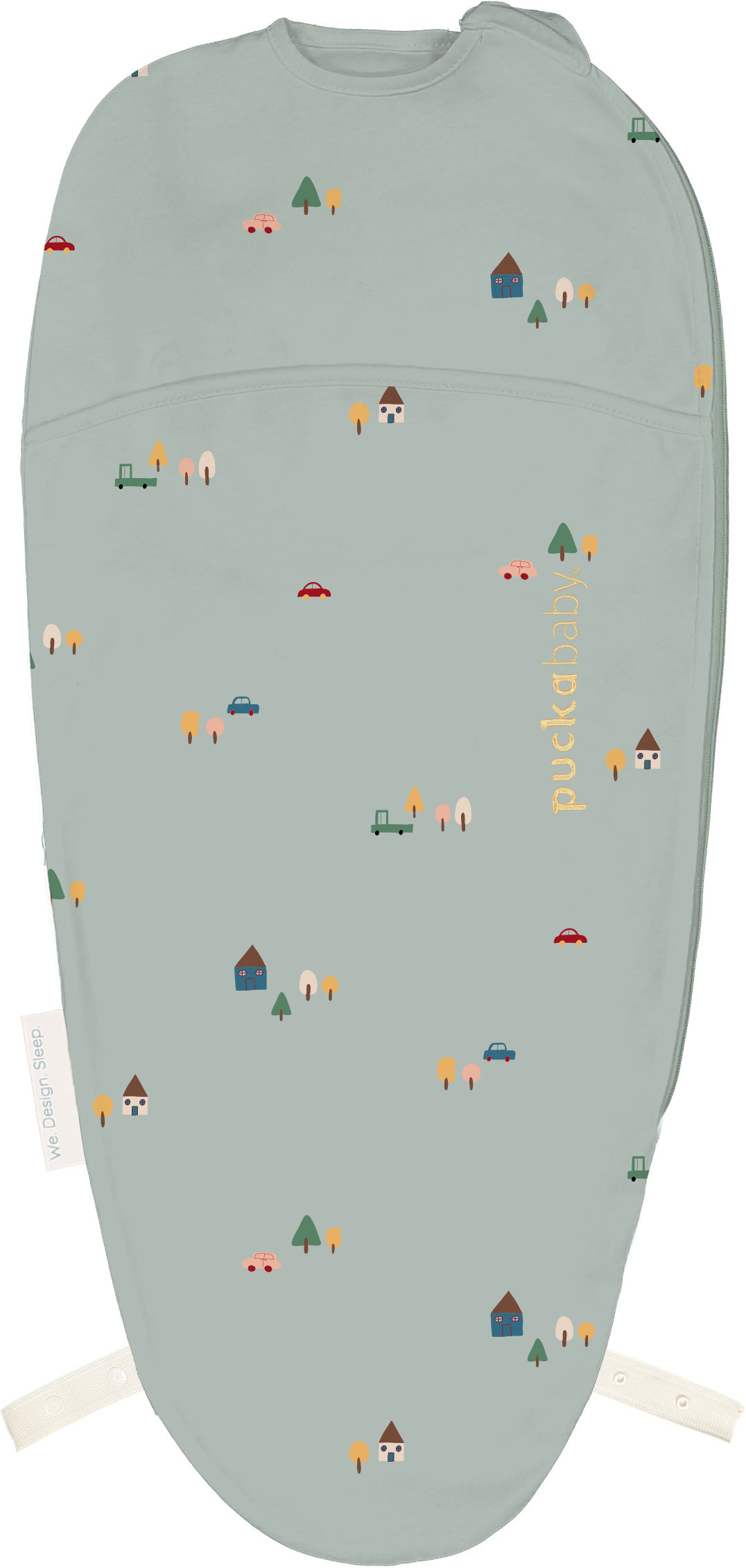 Puckababy Inbakerslaapzak Original Piep Cotton Tiny Village 0-3 maand - Tog 0.5