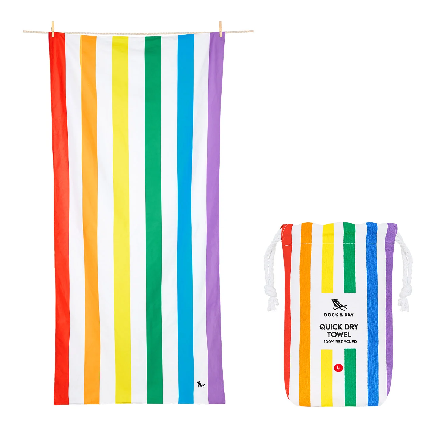 Dock & Bay Strandhanddoek Rainbow Skies L 160x90 cm