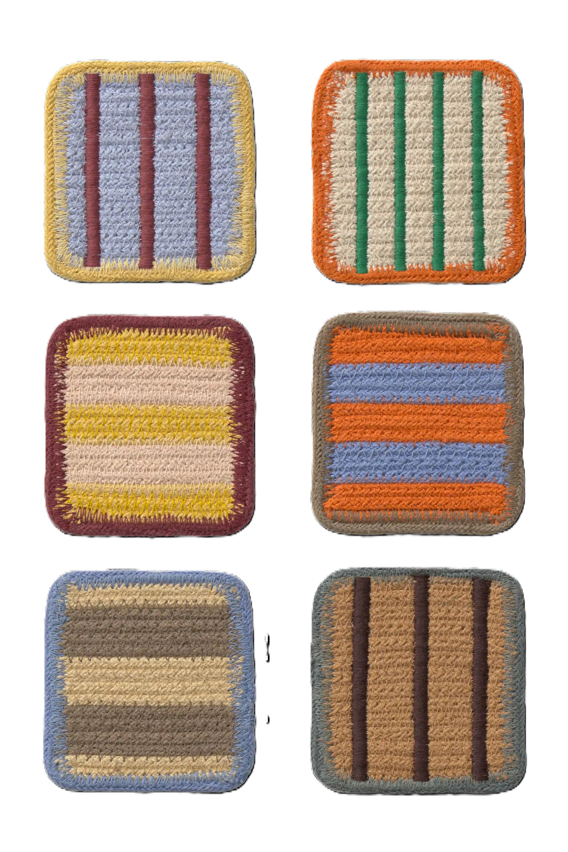 Lorena Canals Glasonderzetter Gestreept Multicolor 10x10 cm - 6 stuks