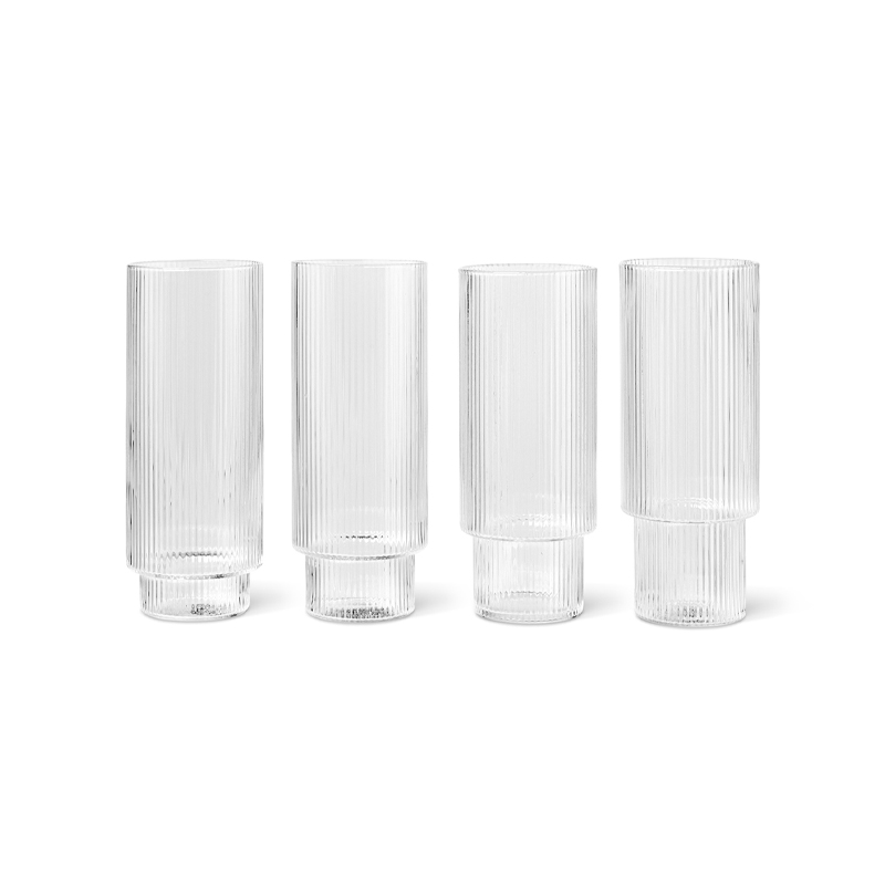 Ferm Living Glas Ripple Long Drink - set van 4