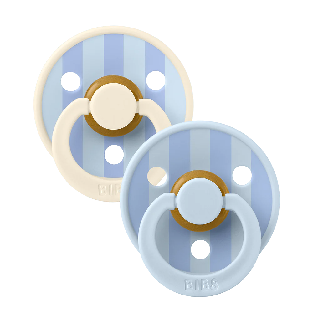 Bibs Fopspeen Latex Rond Studio Block Baby Blue 0-6 maand - 2 stuks