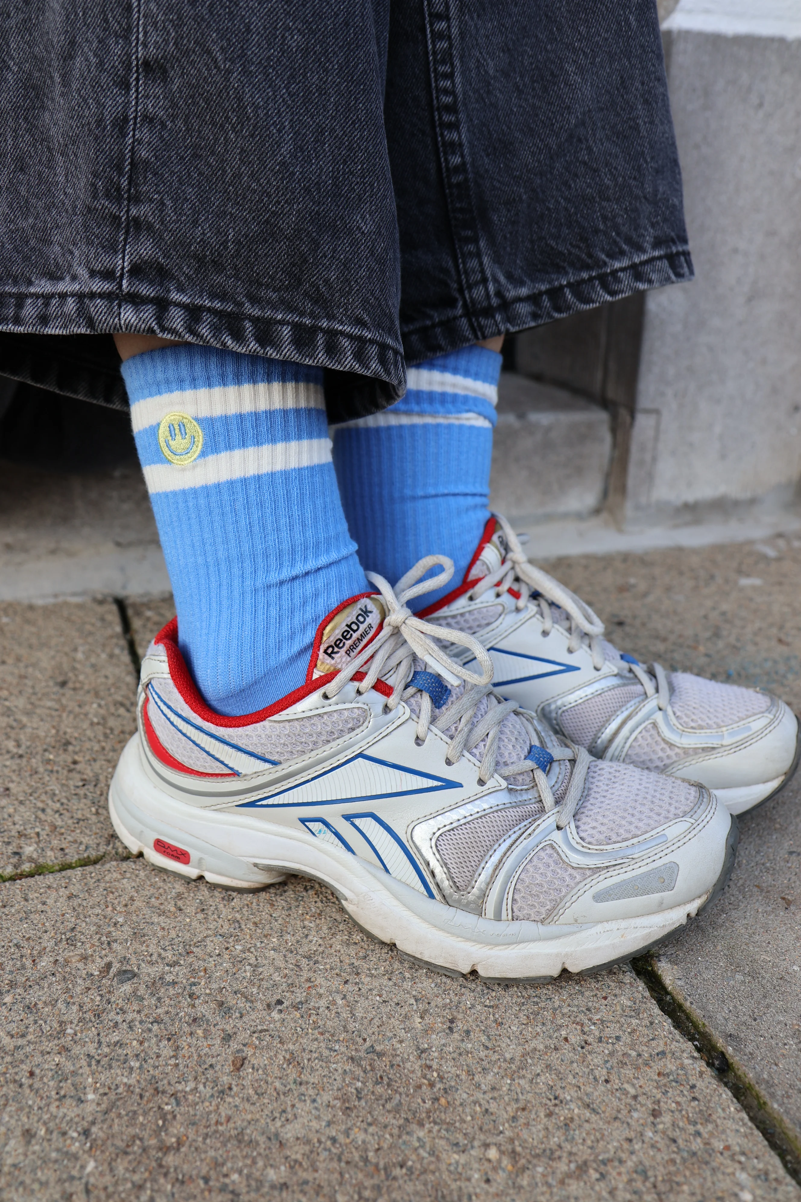 Elle and Rapha Adult Sokken Smiley Sky Blue maat 37-41