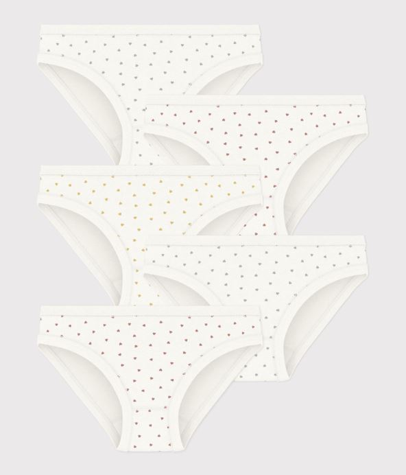 Petit Bateau Slip Meisjes Hartjes Wit-Geel-Blauw-Rood - 5 stuks