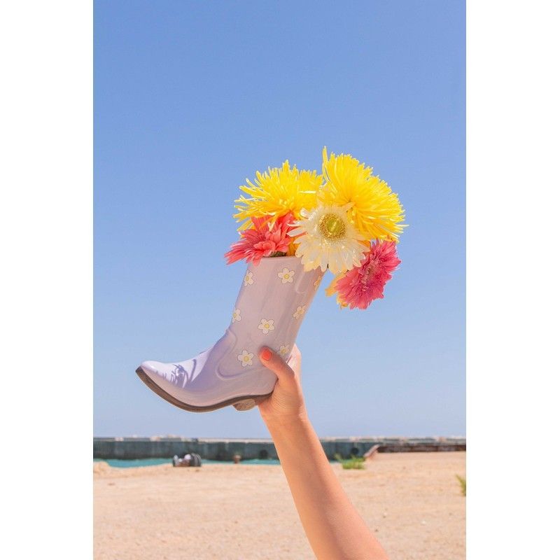 Doiy Vaas Rodeo Cowboy Boot Lilac 19.5x23x8.6 cm - Keramiek