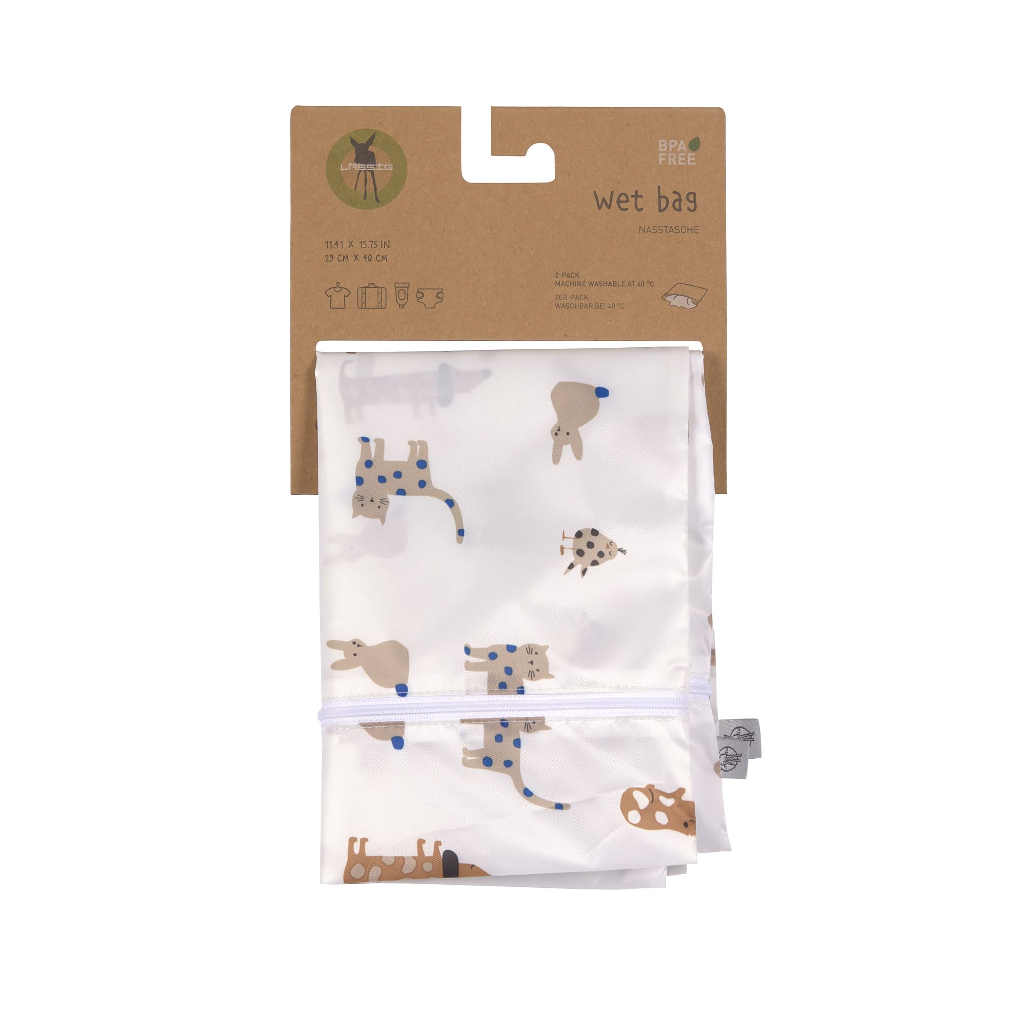 Lässig Wet Bag Little Mateys Royal Blue 29x40 cm - 2 stuks