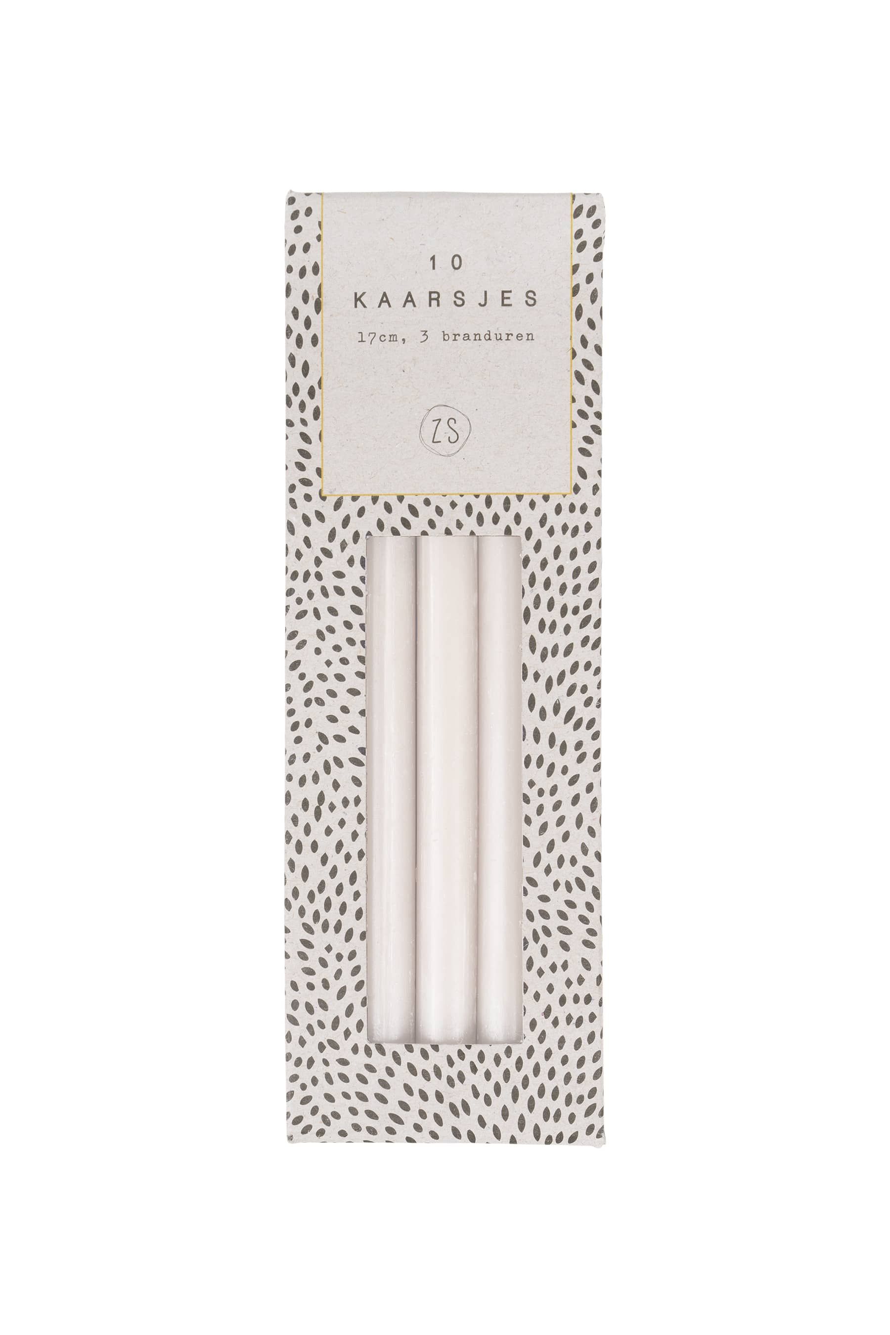 zusss / doosje met 10 smalle kaarsjes 17 cm / krijt