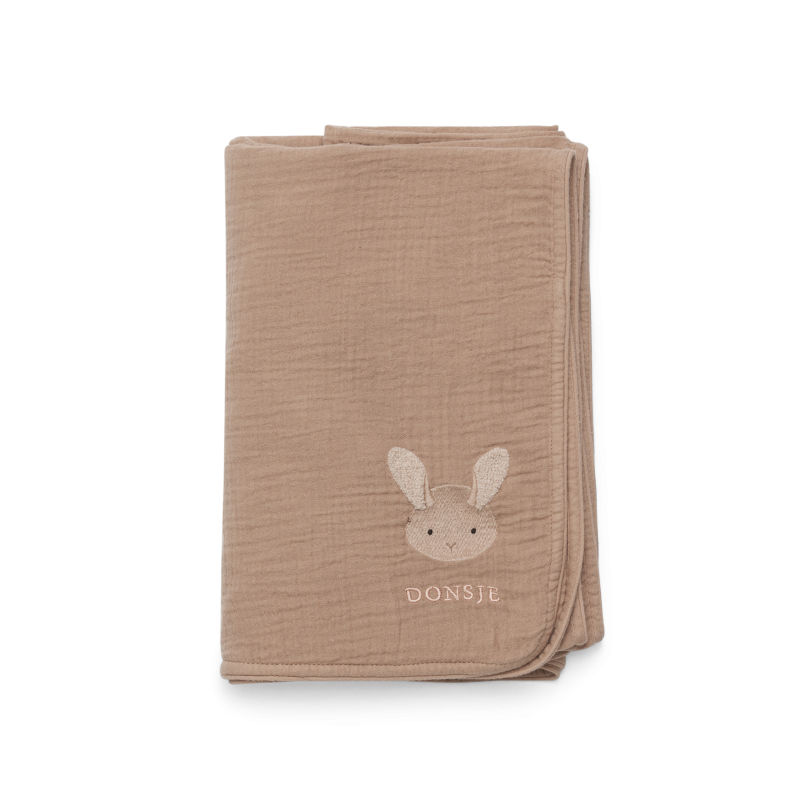 Donsje Tetra Deken XL Ploekie Fluffy Bunny Rose Mocha 115x115 cm