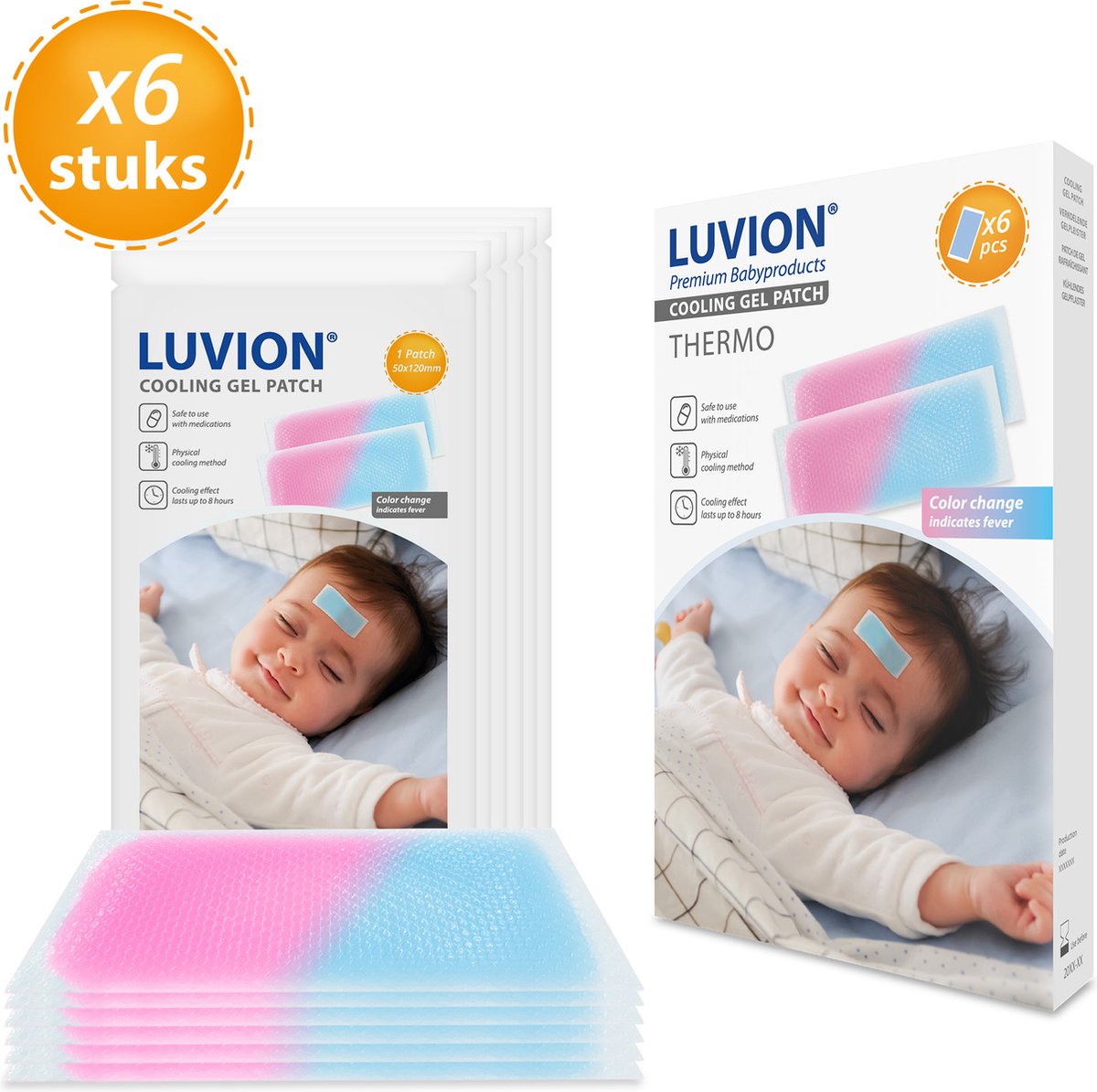 Luvion Thermo Cooling Gel Patch Verkleurt bij Koorts - 6 stuks