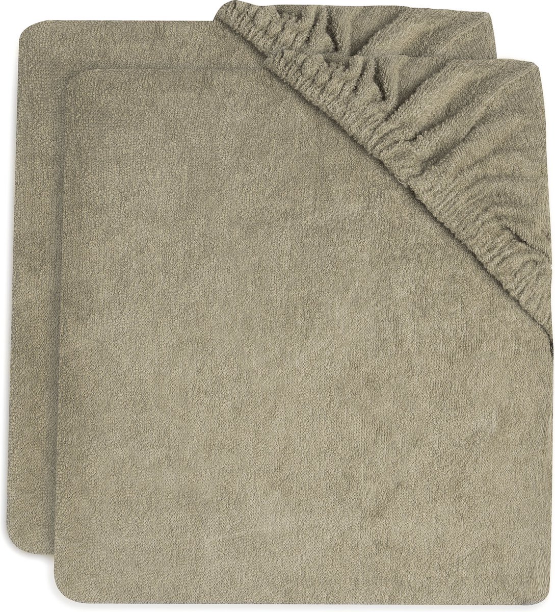 Jollein Waskussenhoes Badstof Olive Green 50x70 cm - 2 stuks