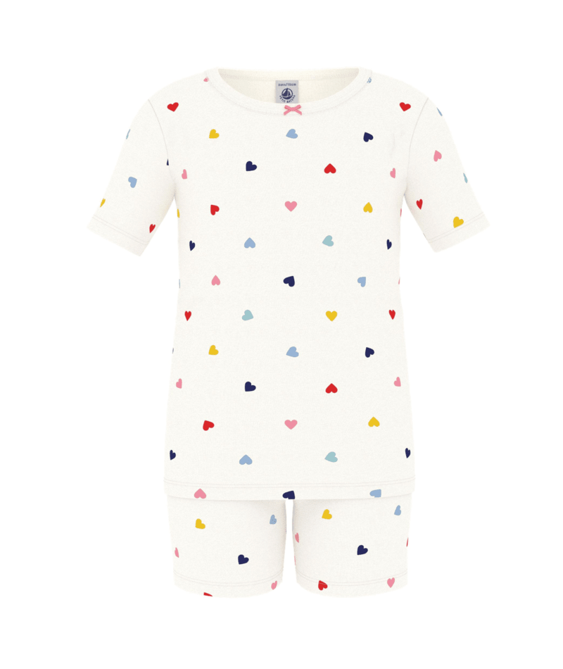 Petit Bateau Pyjama Kort T-shirt + Broek Hartjes Multicolor