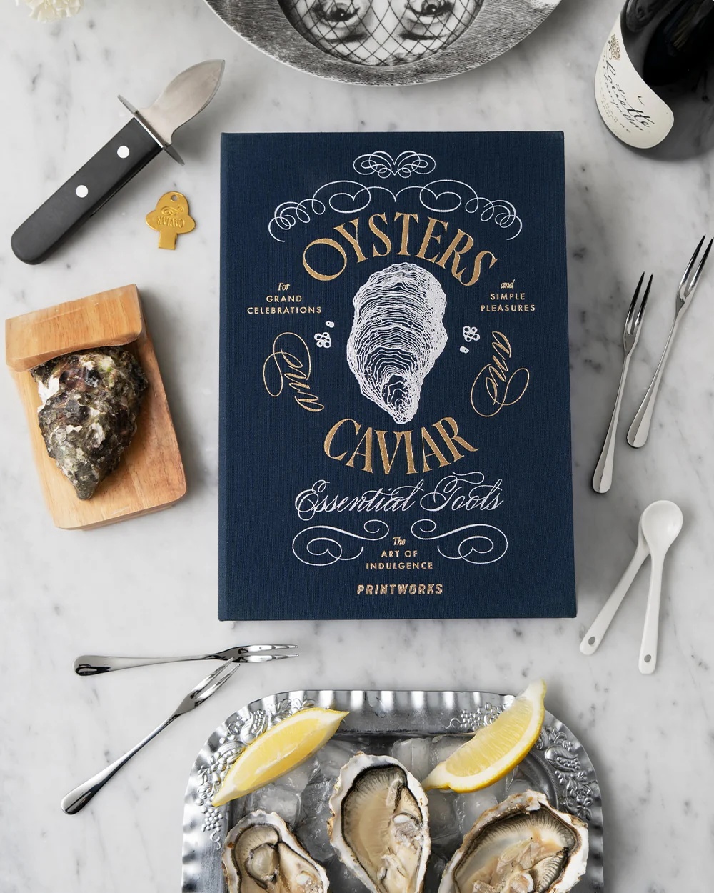 Printworks The Essentials - Oyster & Caviar Tools - Oestermes & Vorkjes + Kaviaarlepels & Opener voor Blikken