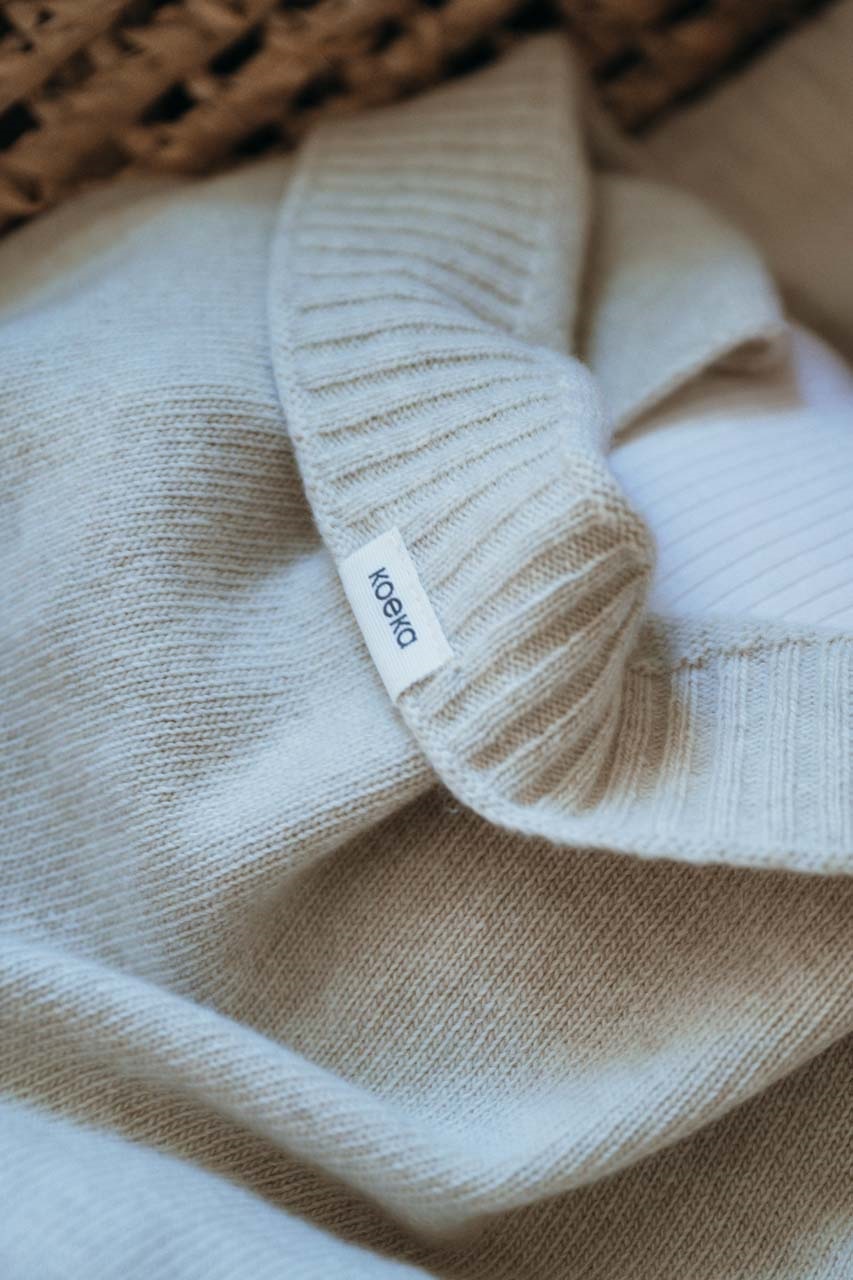 Koeka Deken Wieg Premium Knit Merino wol-Cashmere Warm White 75x90 cm