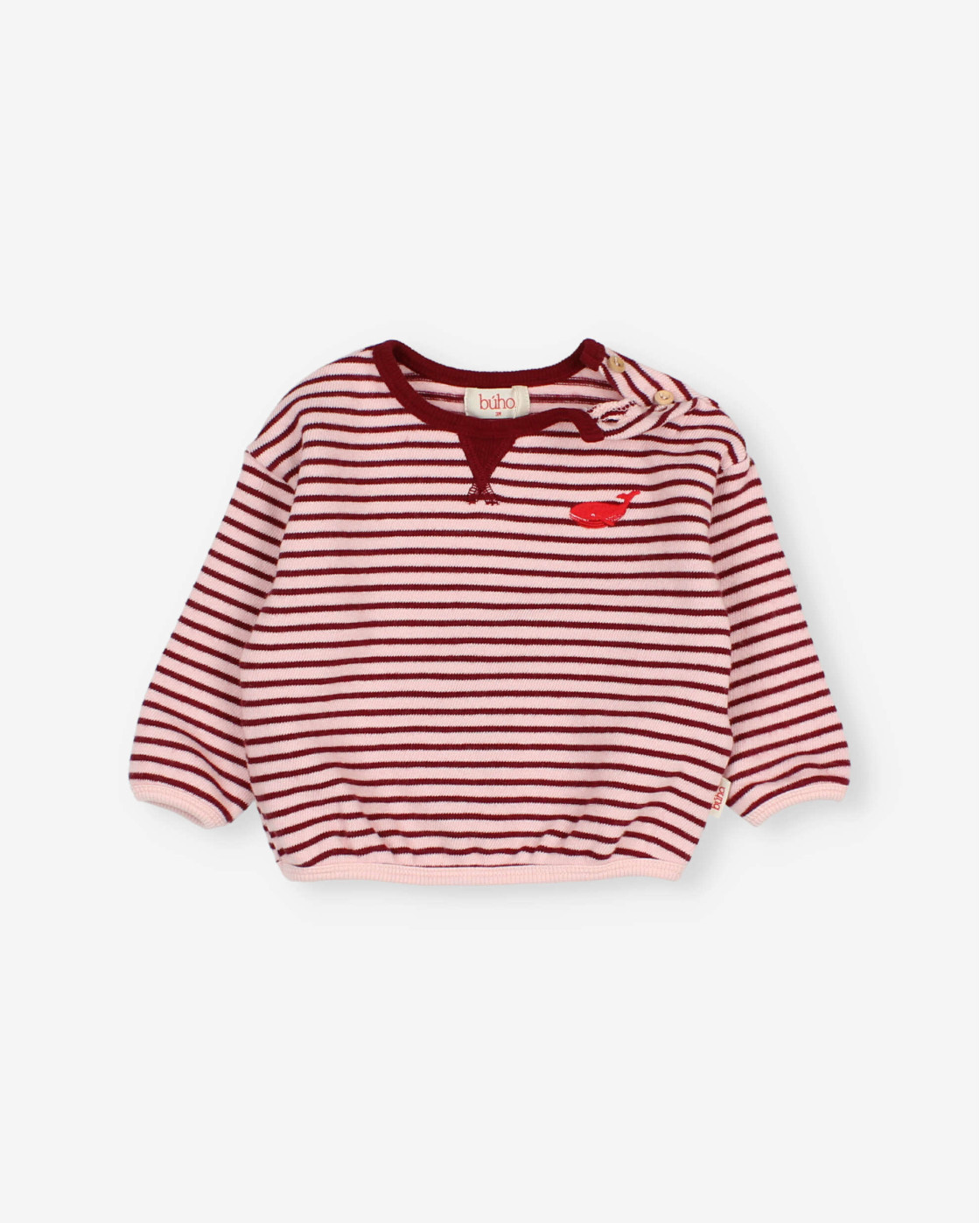 Buho Baby Jumpsuit Soft Stripes Pomegranate - 3 maand