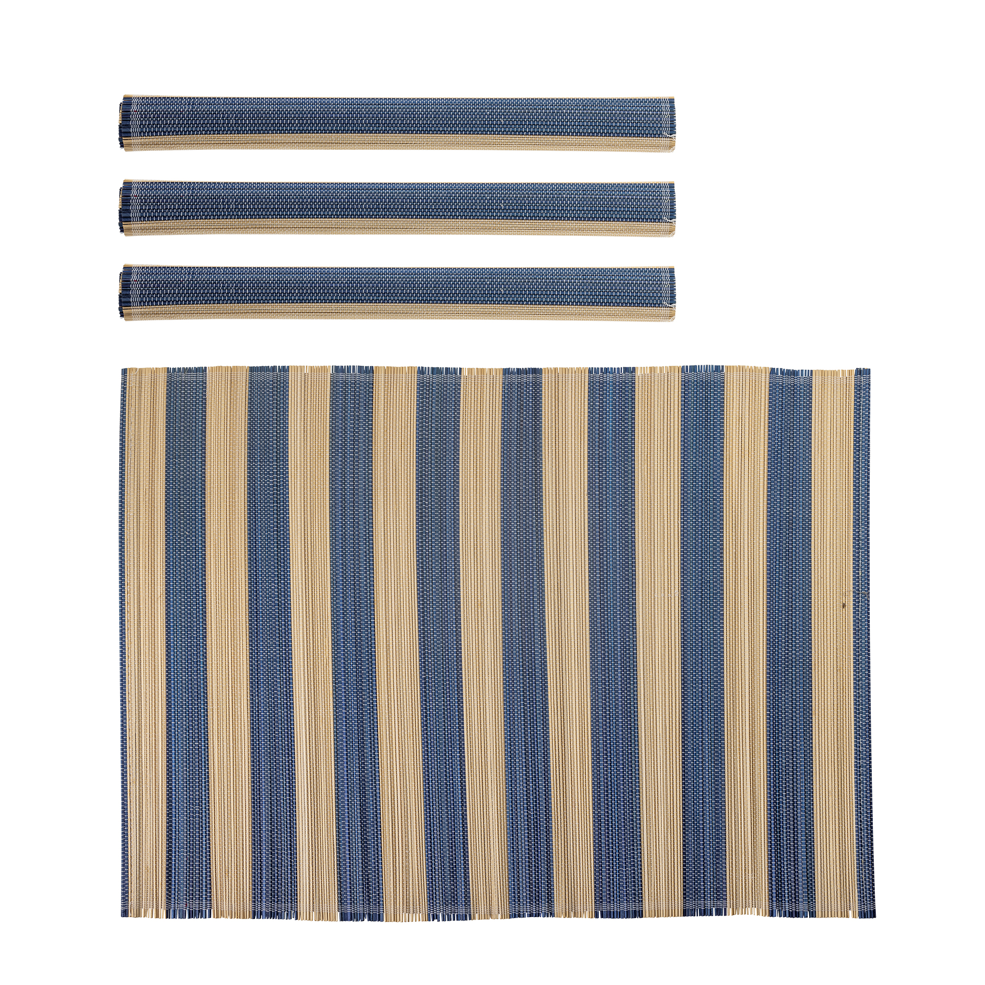 Bloomingville Placemat Marola Gestreept Bamboe Blauw 45x35 cm