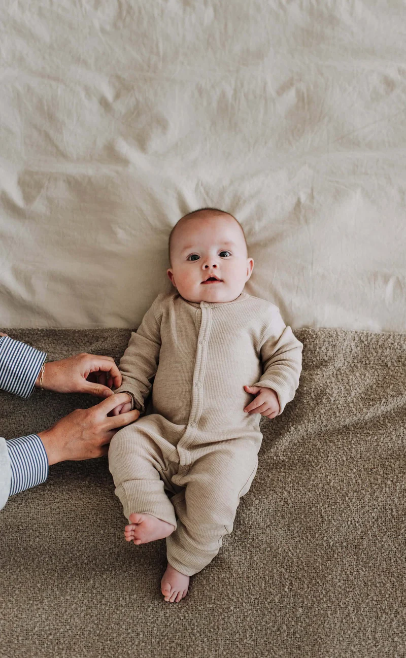 Kico Label Pyjama met Voetjes Merinowol Beige