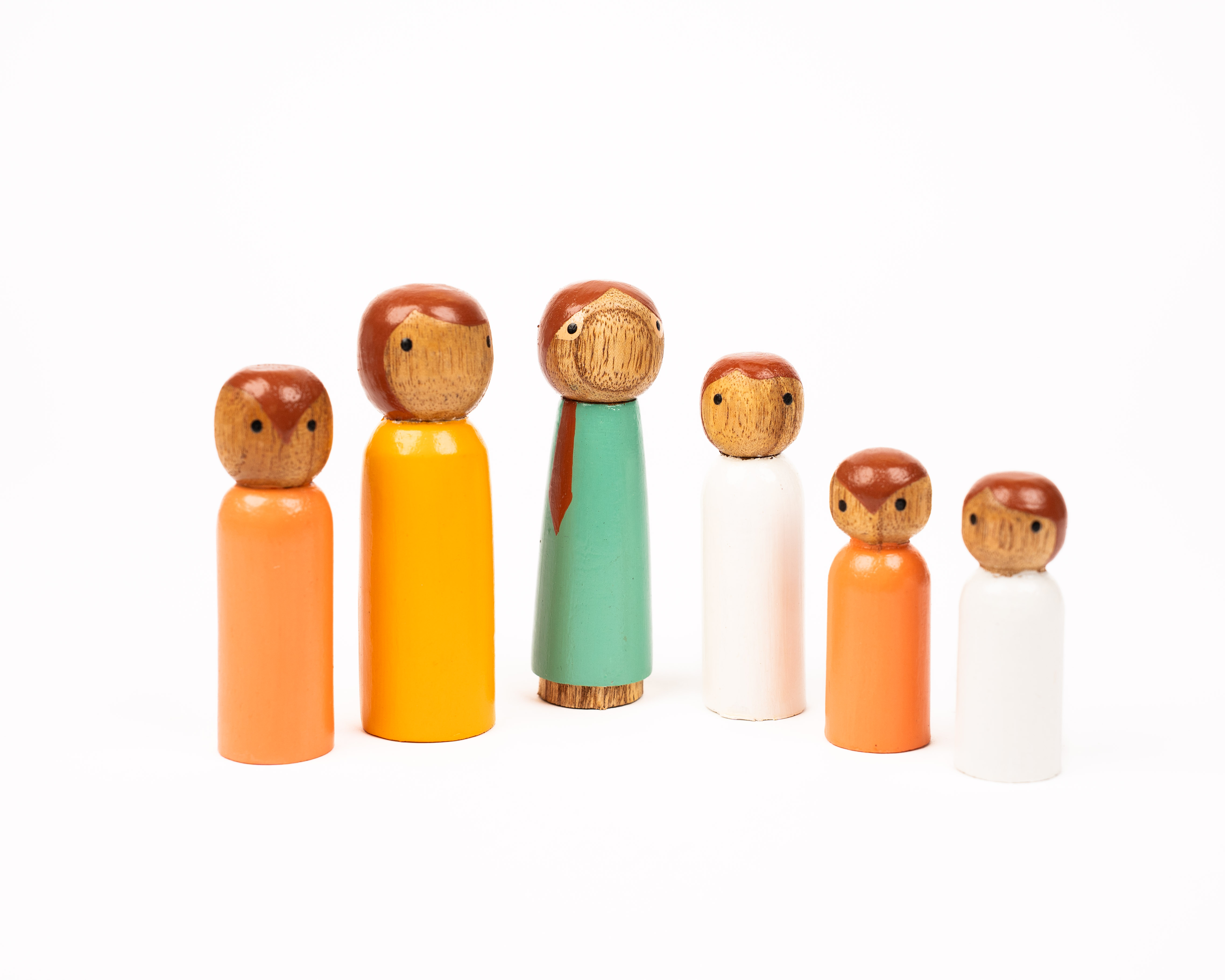 Lucu Poppenfamilie Rainbow Hout 6 stuks