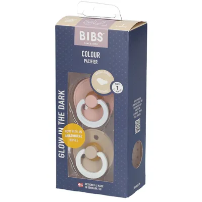 Bibs Fopspeen Latex Anatomisch Glow Vanilla-Blush 0-6 maand - 2 stuks