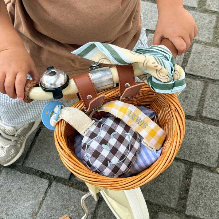 ATELIER POMME Fopspeenkoord Checked Butter Yellow Gepersonaliseerd