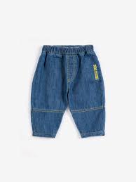 Bobo Choses Baby Broek Denim Taxi Saurus Tag