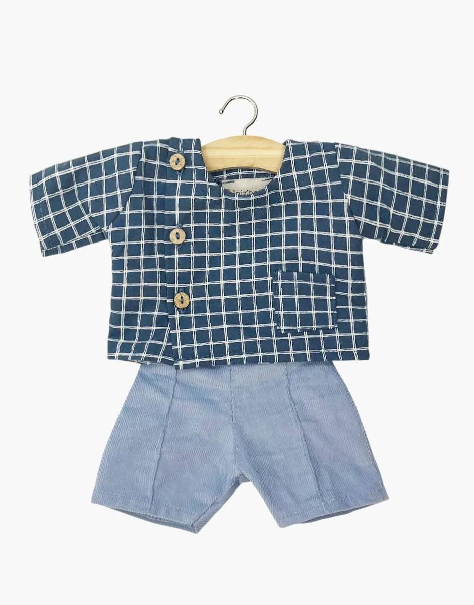 Minikane Ensemble Pop Hemd Geruit + Broek Blauw