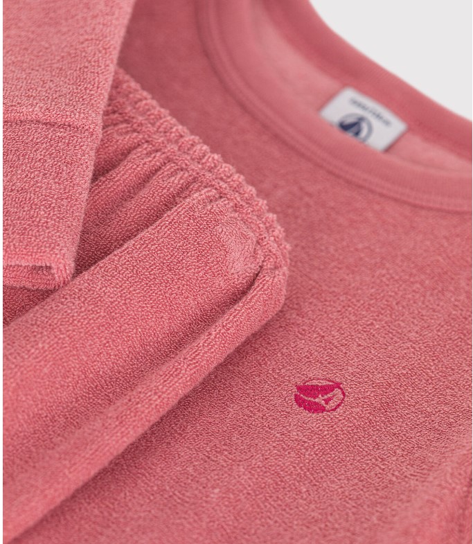 Petit Bateau / babypyjama in geruwd badstof / roze