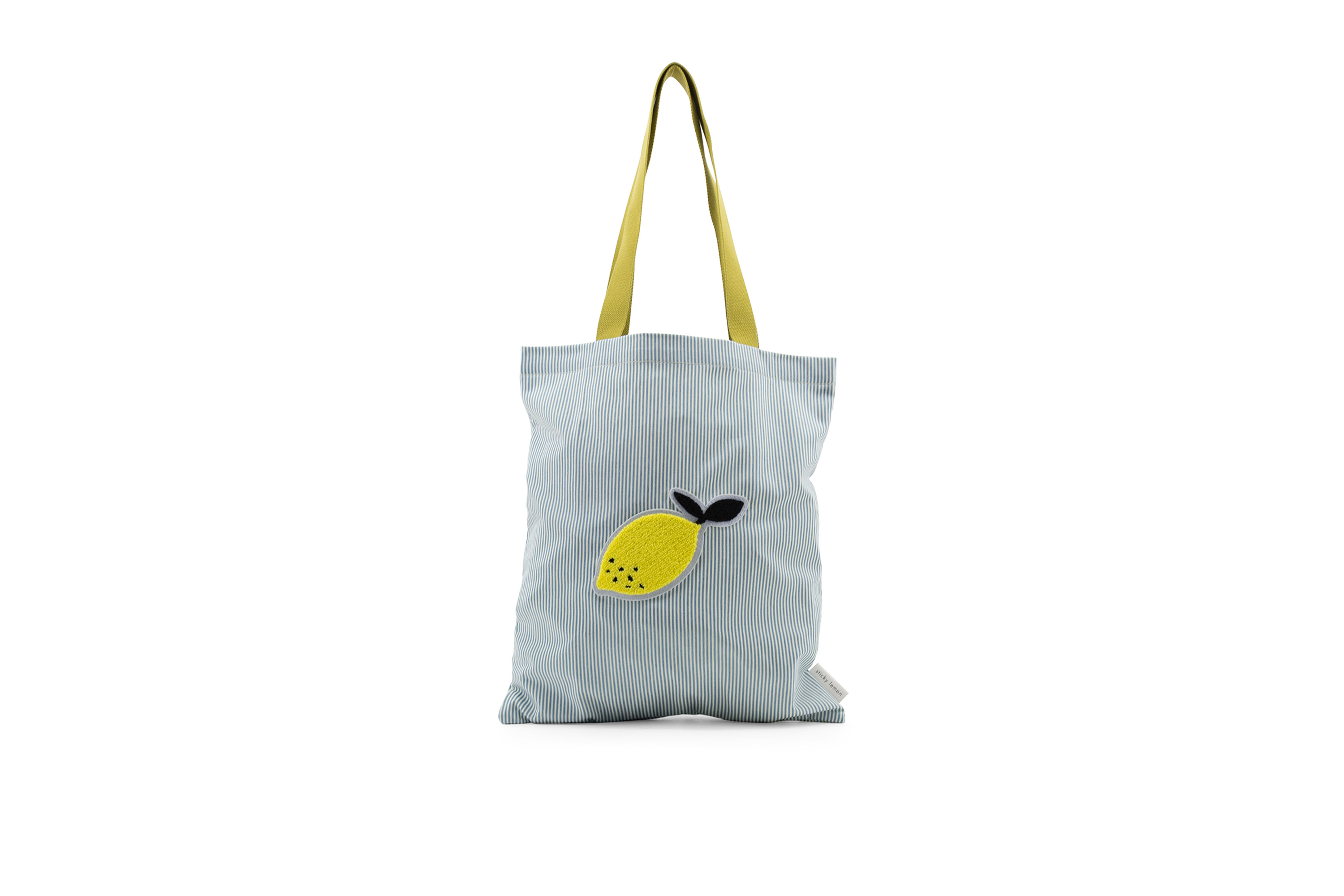 Sticky Lemon Tote Bag Meadows Stripes Blue Bird 42.5x37 cm