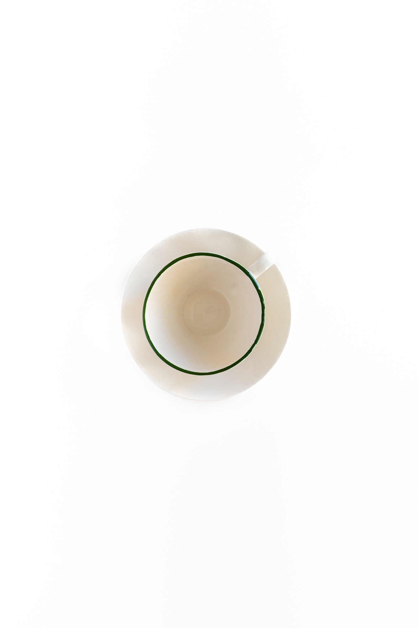 Val Pottery Foolish Cappuccinotas Cosy 10x7.5 cm - Dark Green Line - Handgemaakt Keramiek - met Schotel