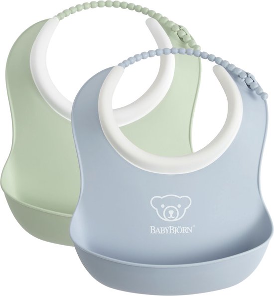 BabyBjorn Slab Baby Bib 2 stuks Pastelgroen-Pastelblauw