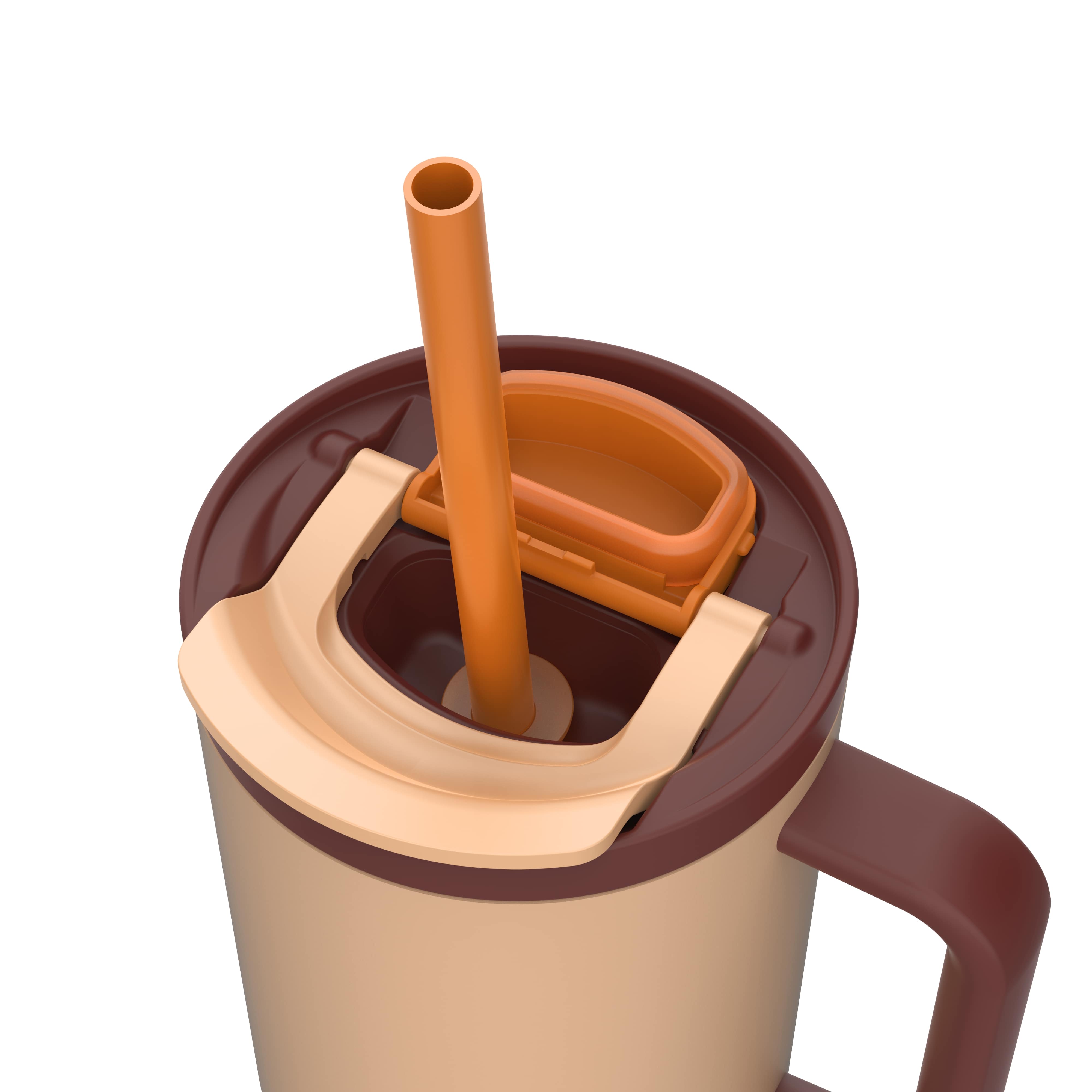 Kambukka Isoleerbeker Rio 950ml Almond Dream - met Rietje in Deksel - Tumbler - Dubbelwandig Vacuum Geisoleerd 18/8 RVS