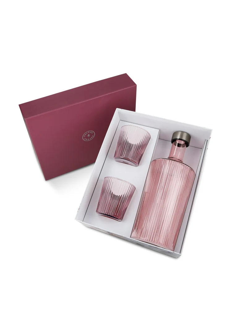 Paveau Set Ribbed Fles/Karaf Broome met 2 Glazen  - Karaf 1.25l & Glazen 180ml