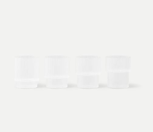 Ferm Living Glas Ripple Frosted Small - 4 stuks