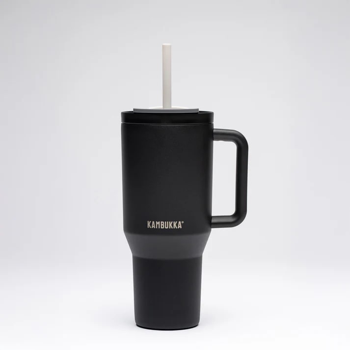 Kambukka Isoleerbeker Rio 950ml Night Rider - met Rietje in Deksel - Tumbler - Dubbelwandig Vacuum Geisoleerd 18/8 RVS