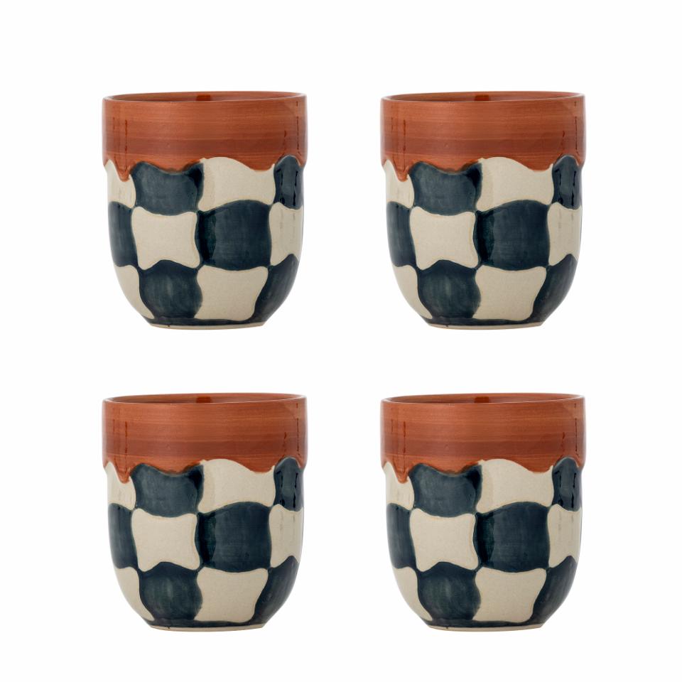 Creative Collection Kop Check Blue-White 9x10 cm - 4 stuks