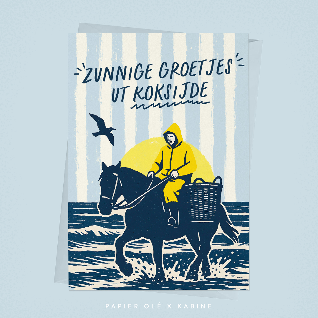 Papier Olé x Kabine Wenskaart Zunnige groetjes ut Koksijde