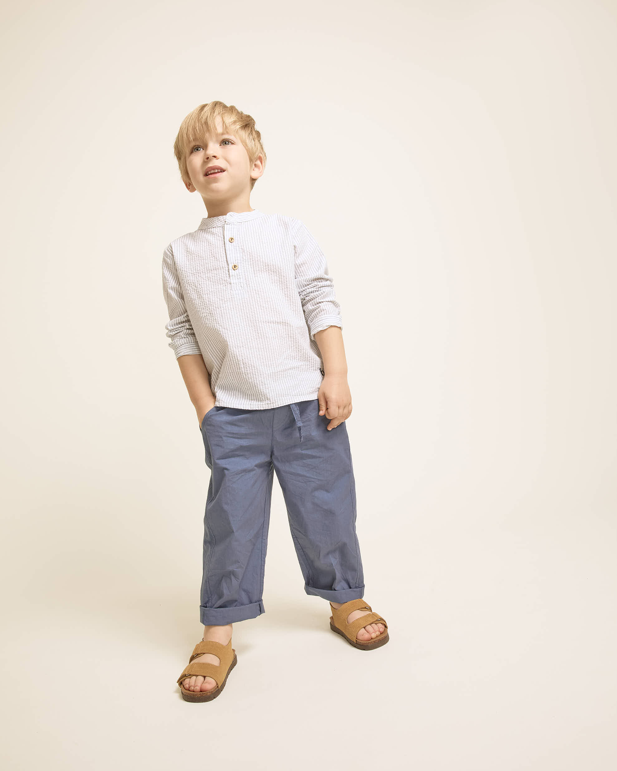 Buho Kids T-shirt Stripes Sky Blue - 4 jaar