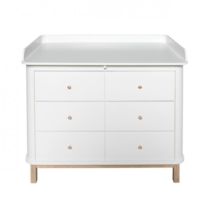 Oliver Furniture Nursery Dresser 6 Drawers with Large Top White
