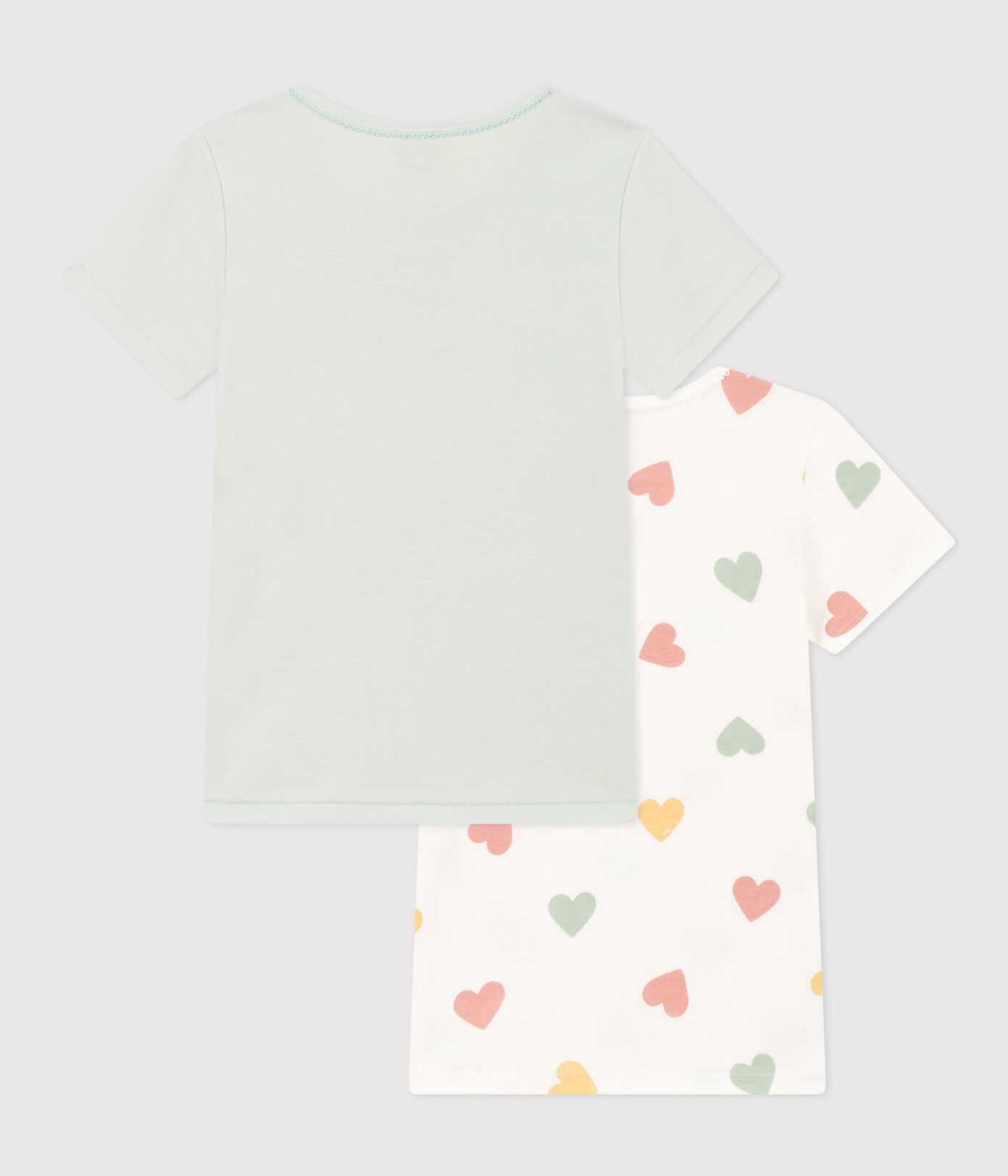 Petit Bateau / onderlijfjes met korte mouwen voor meisjes / 2 pack / hartjes