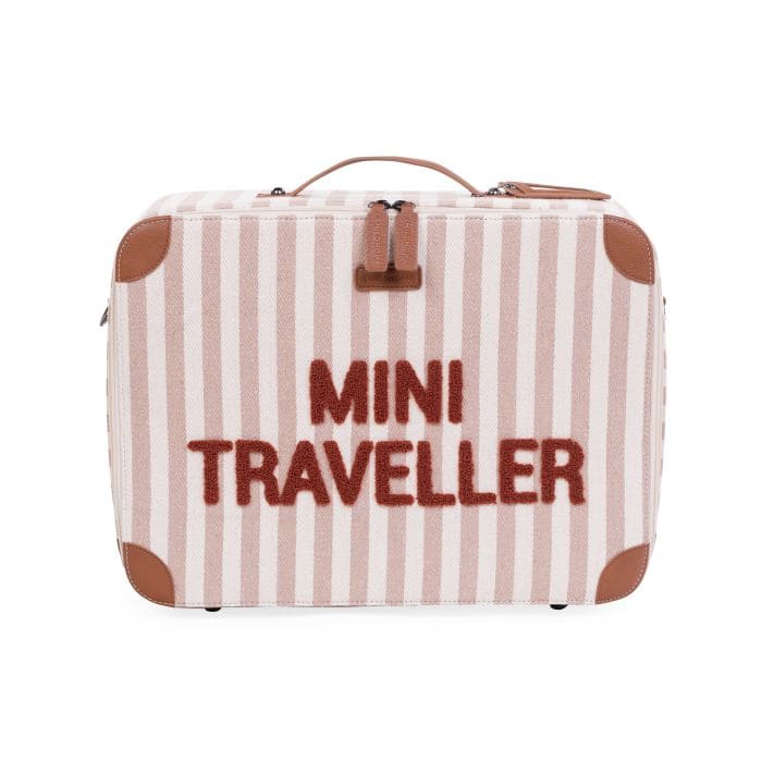Childhome Valies Mini Traveller Kids Stripes Nude-Terracotta