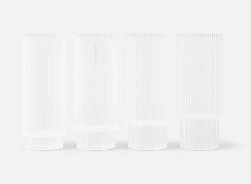Ferm Living Glas Long Drink Ripple Frosted - 4 stuks