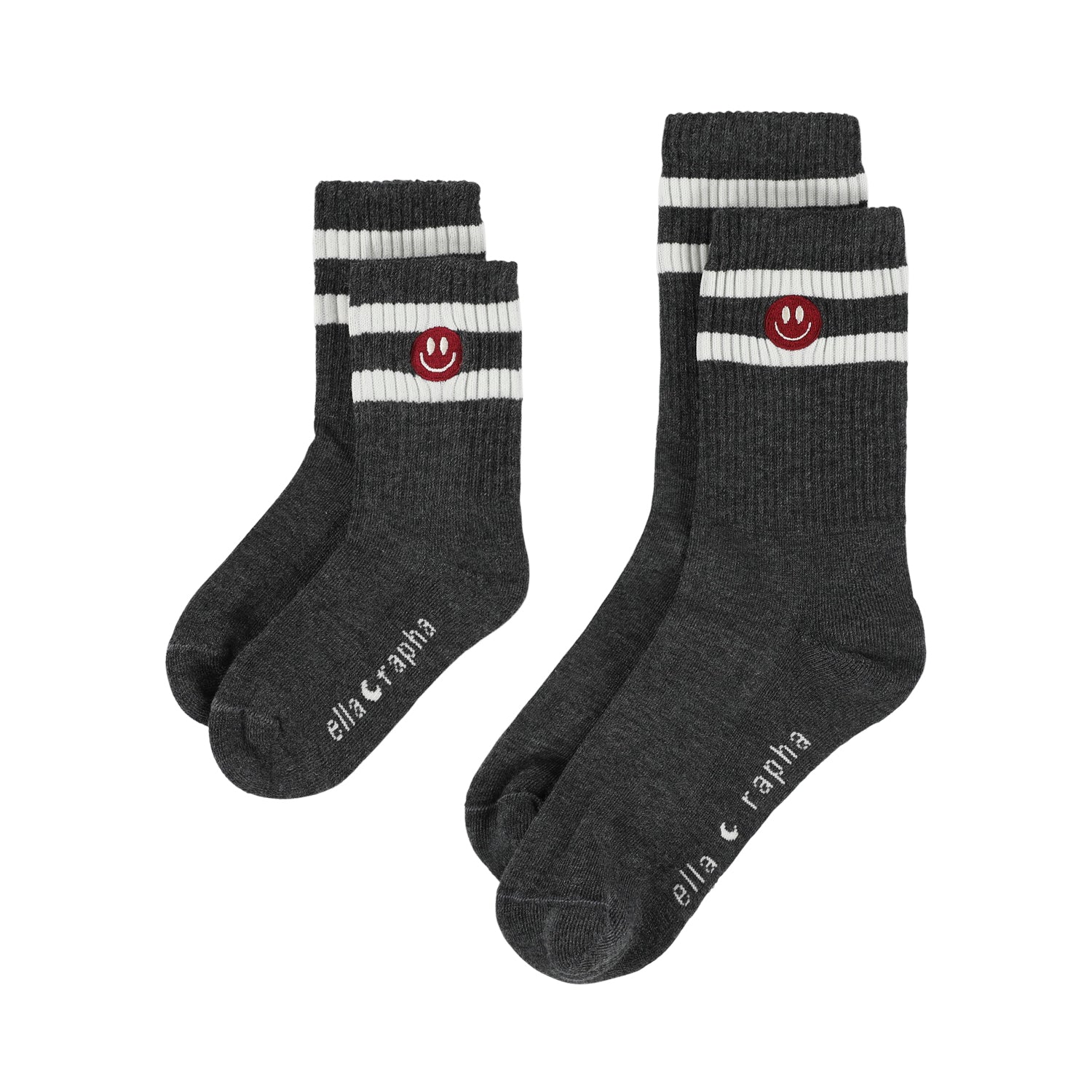Elle and Rapha Kids Sokken Dark Grey Smiley