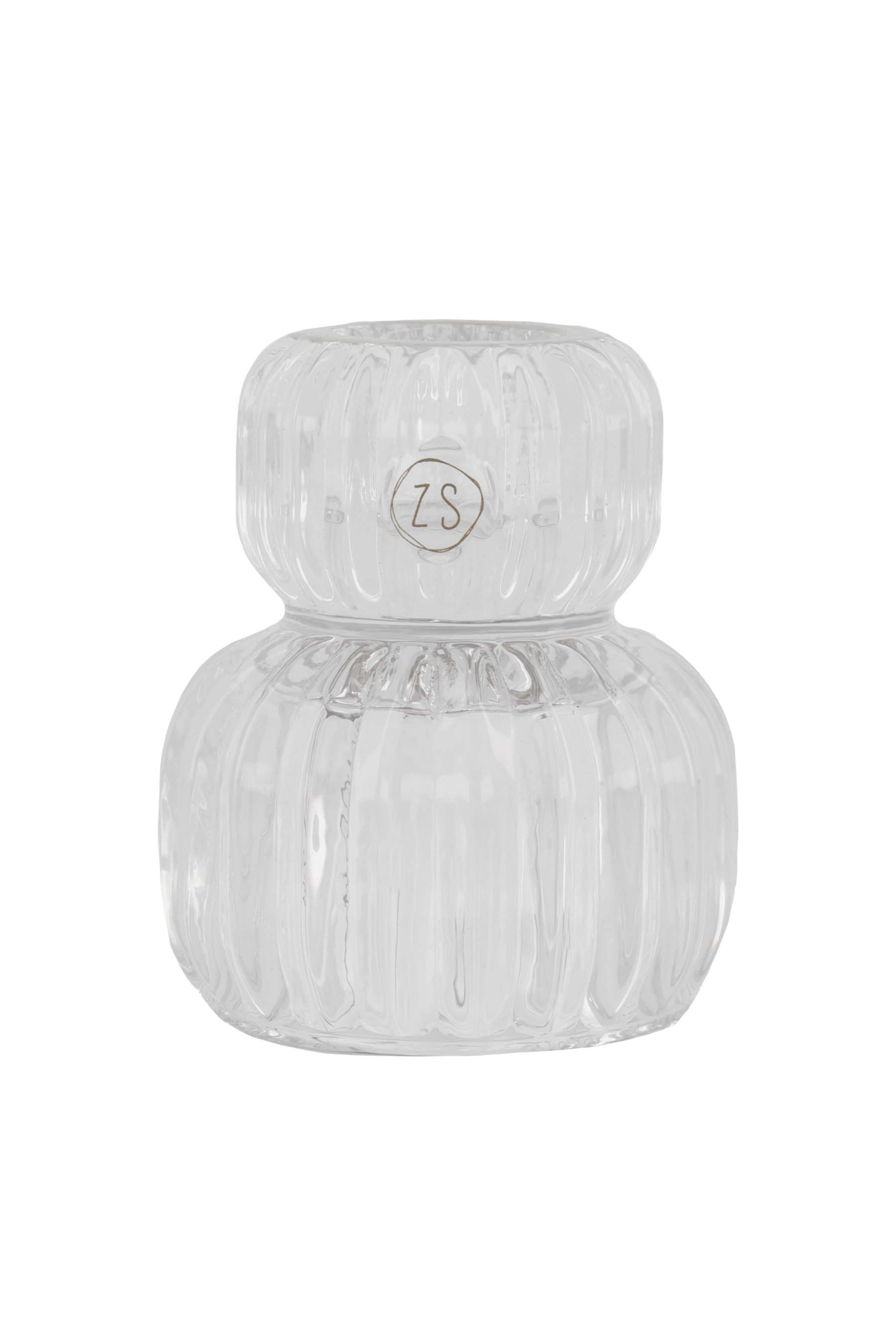 zusss / glazen kandelaar met ribbels / transparant
