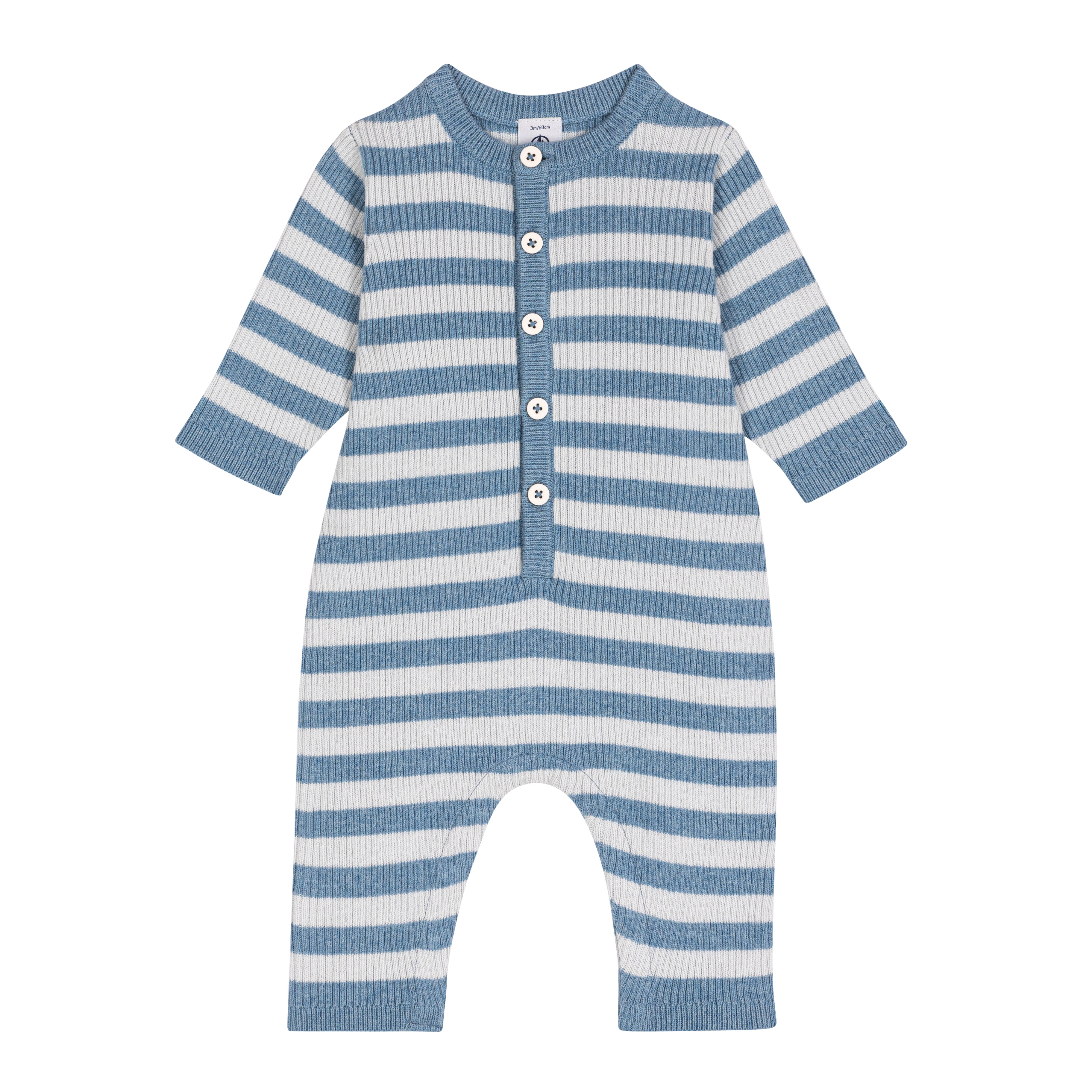Petit Bateau Playsuit Nb Unisex Gestreept Wit-Blauw