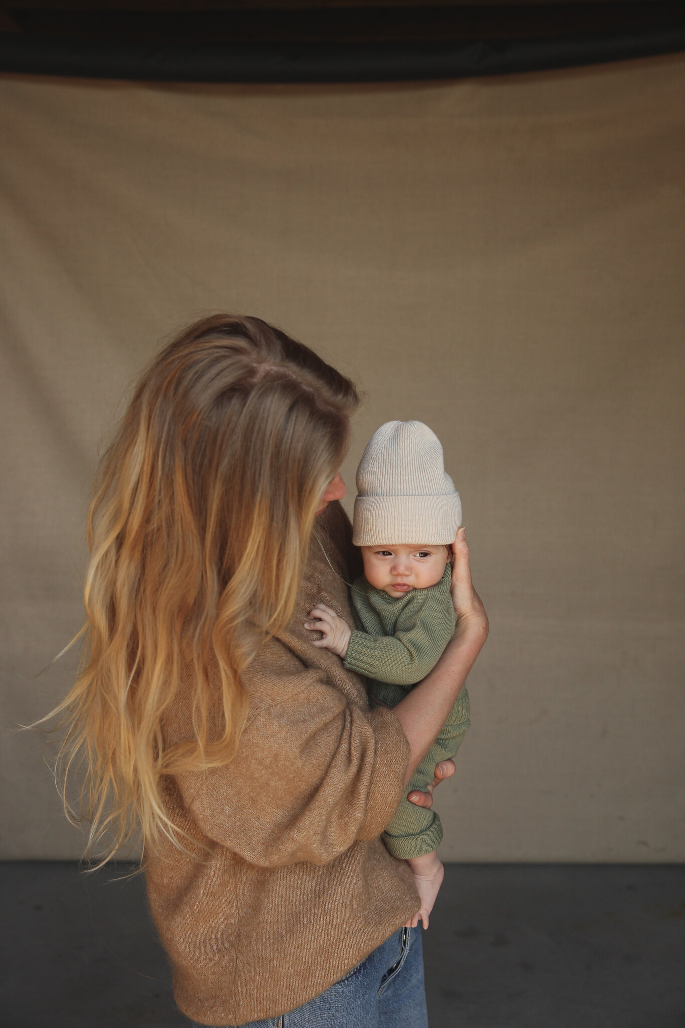 Hvid Beanie Fonzie Cream Baby Newborn