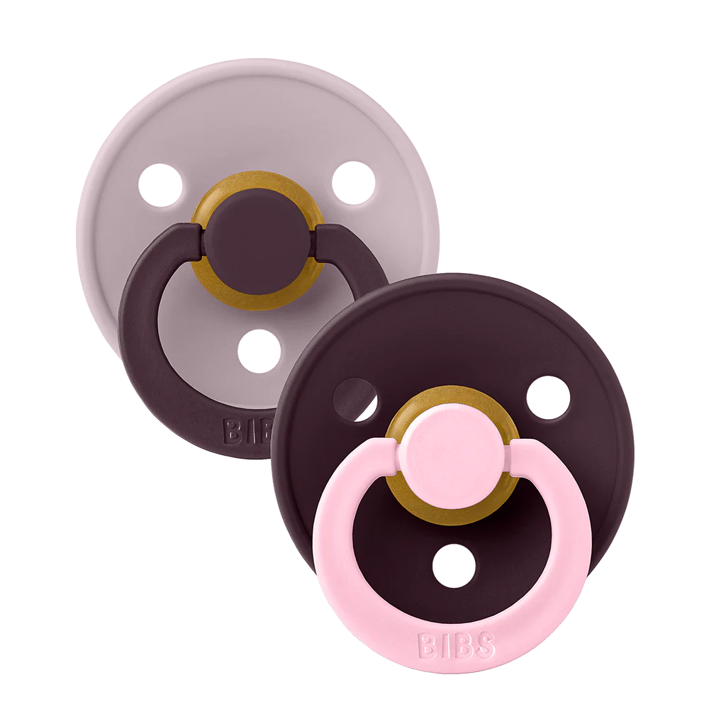 Bibs Fopspeen Latex Rond Studio Colour Fusion Dusky Lilac Plum mix 0-6 maand - 2 stuks