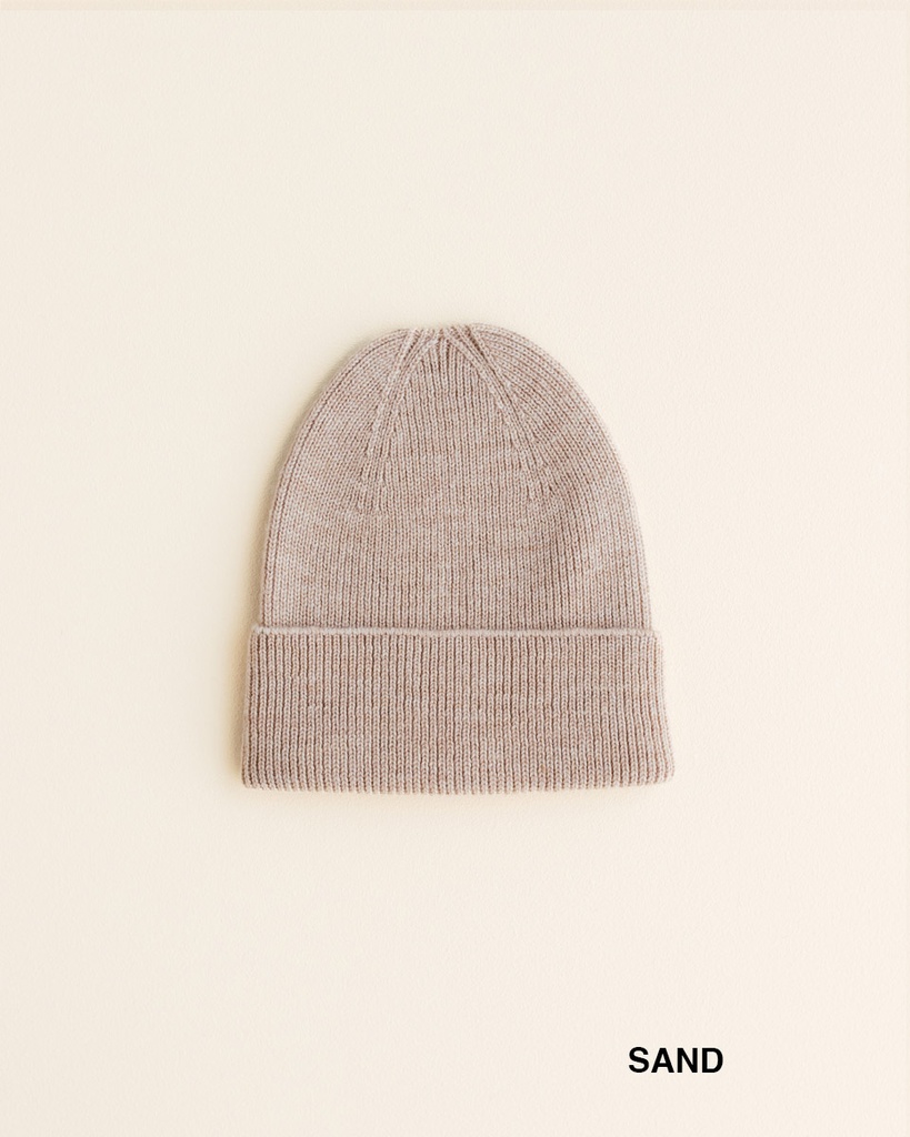 Hvid Baby Beanie Fonzie Sand Newborn
