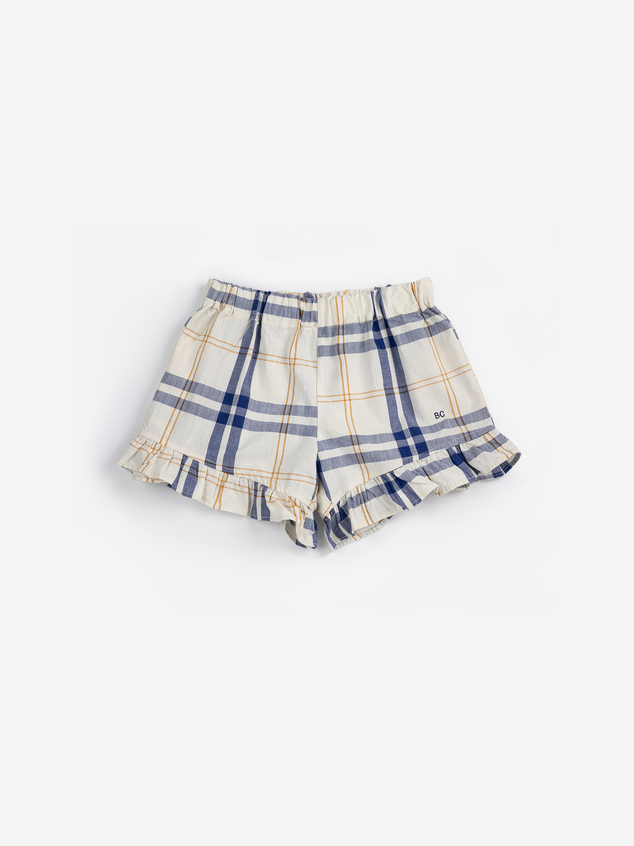 Bobo Choses Kids Short Fun Tartan Ruffled Woven Offwhite