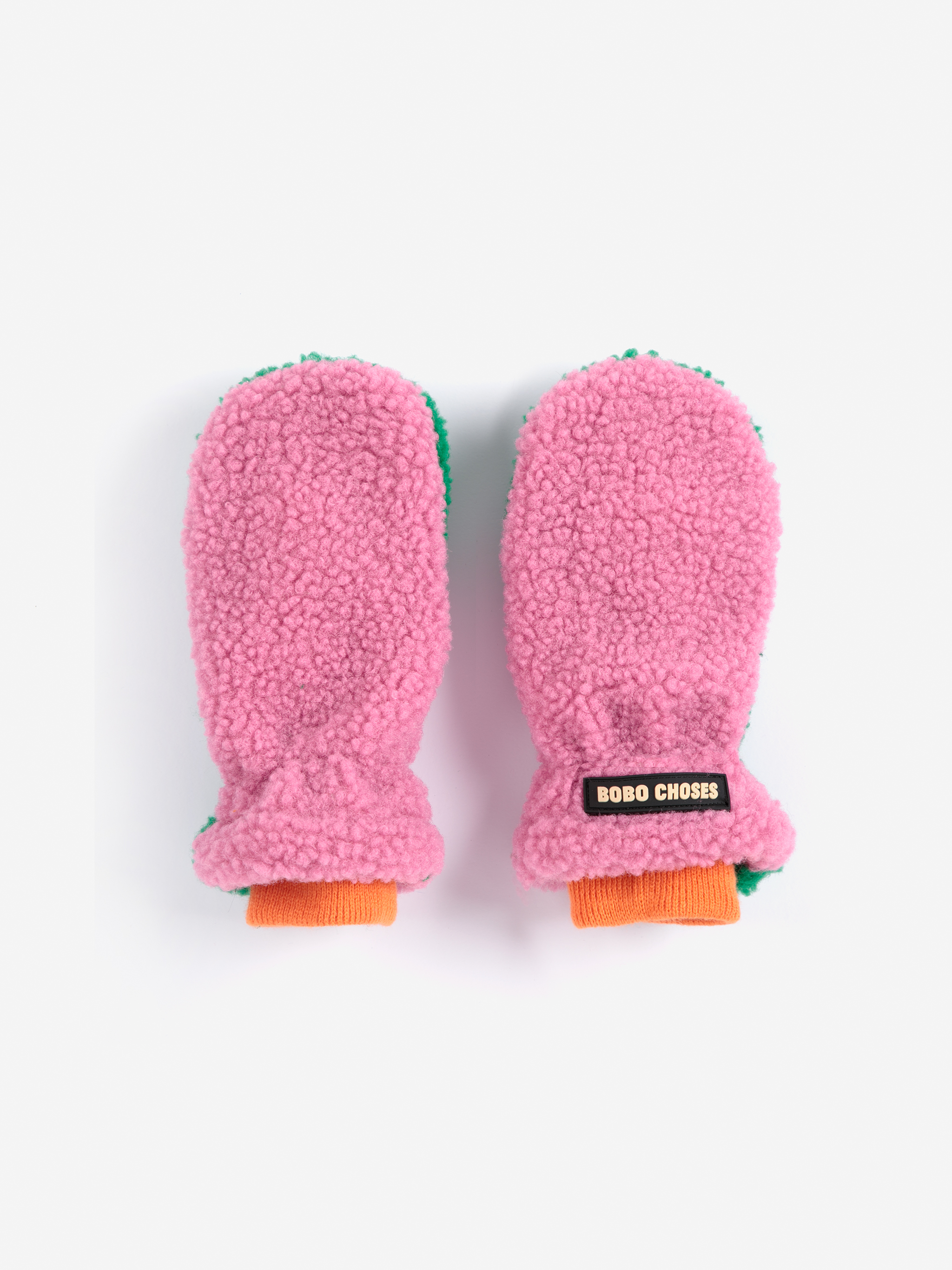 Bobo Choses Kids Wanten Color Block Sheepskin Roze-Groen - S