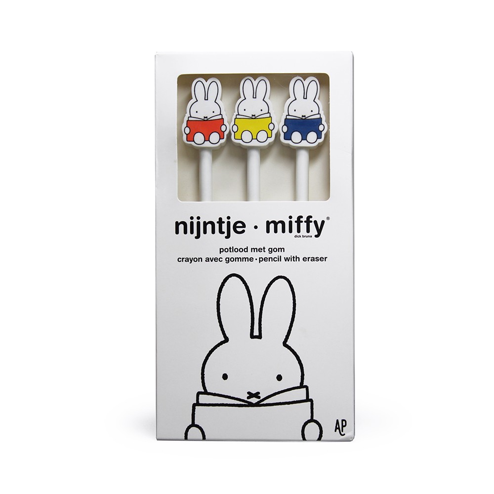 AP Junior Potloodset Nijntje Leest 21.5x2.5 cm - Rood/Blauw/Geel - 3 stuks